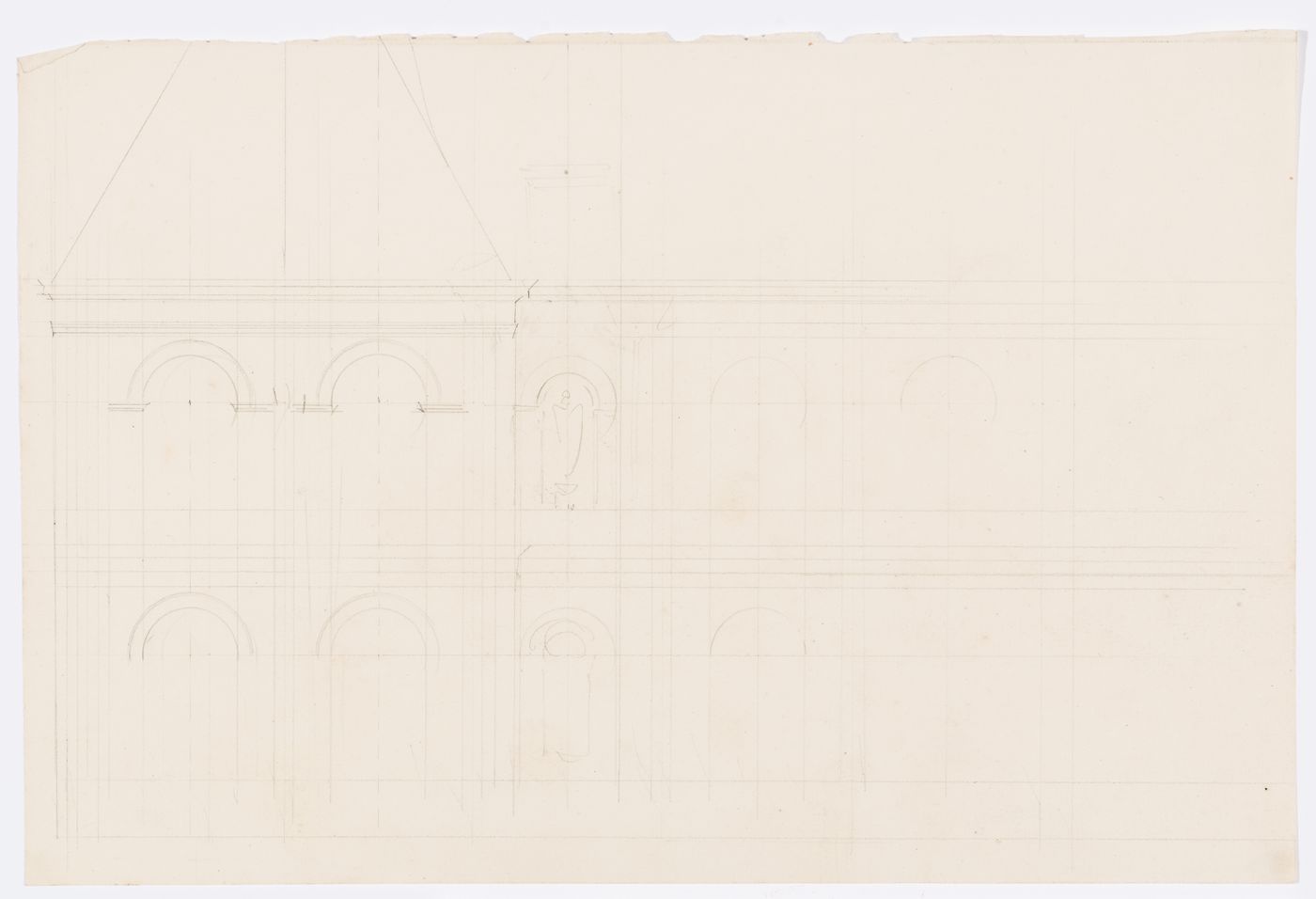 Project for a Hôtel de ville, Poitiers: Partial side elevation