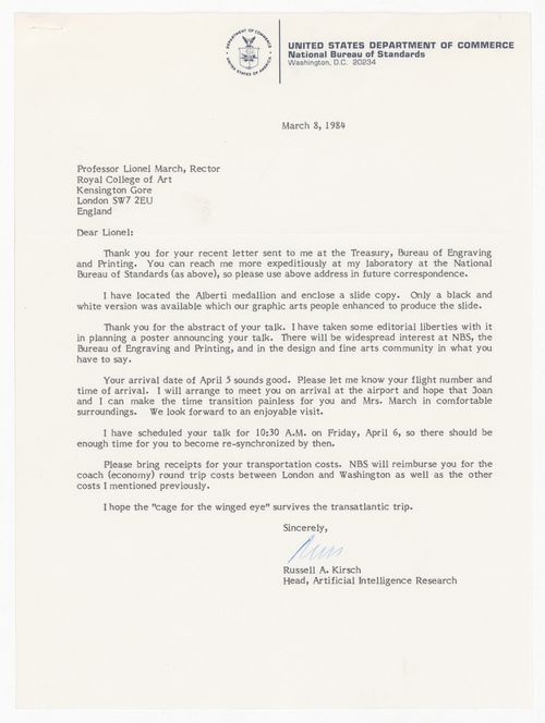 Letter from Russell A. Kirsch to Lionel March