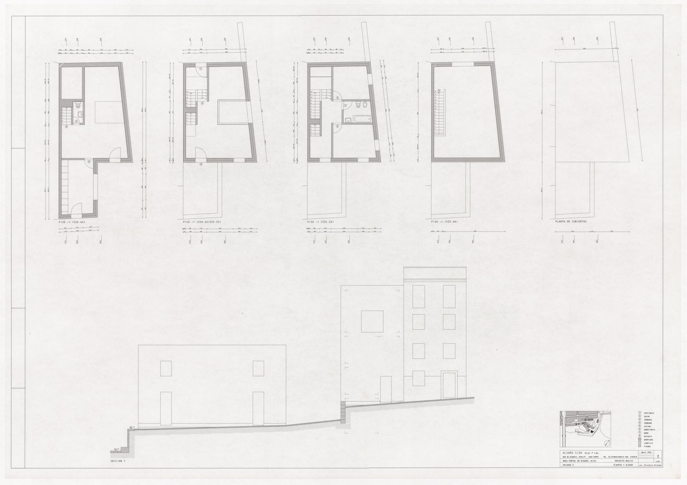 Plans and section for Reconstrução do Portal de Riquer, Alcoi-Valencia, Spain