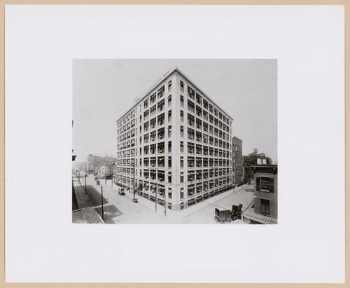 View of the principal and lateral façades of the Mergenthaler Linotype Company Building from the roof of the building across the street, New York City, New York
