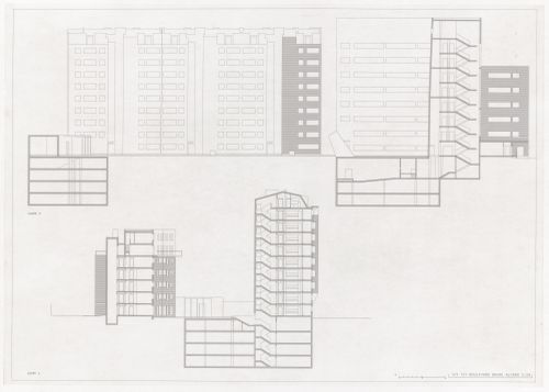 Sections and elevations for Plano Urbanístico Boulevard Brune, Paris, France