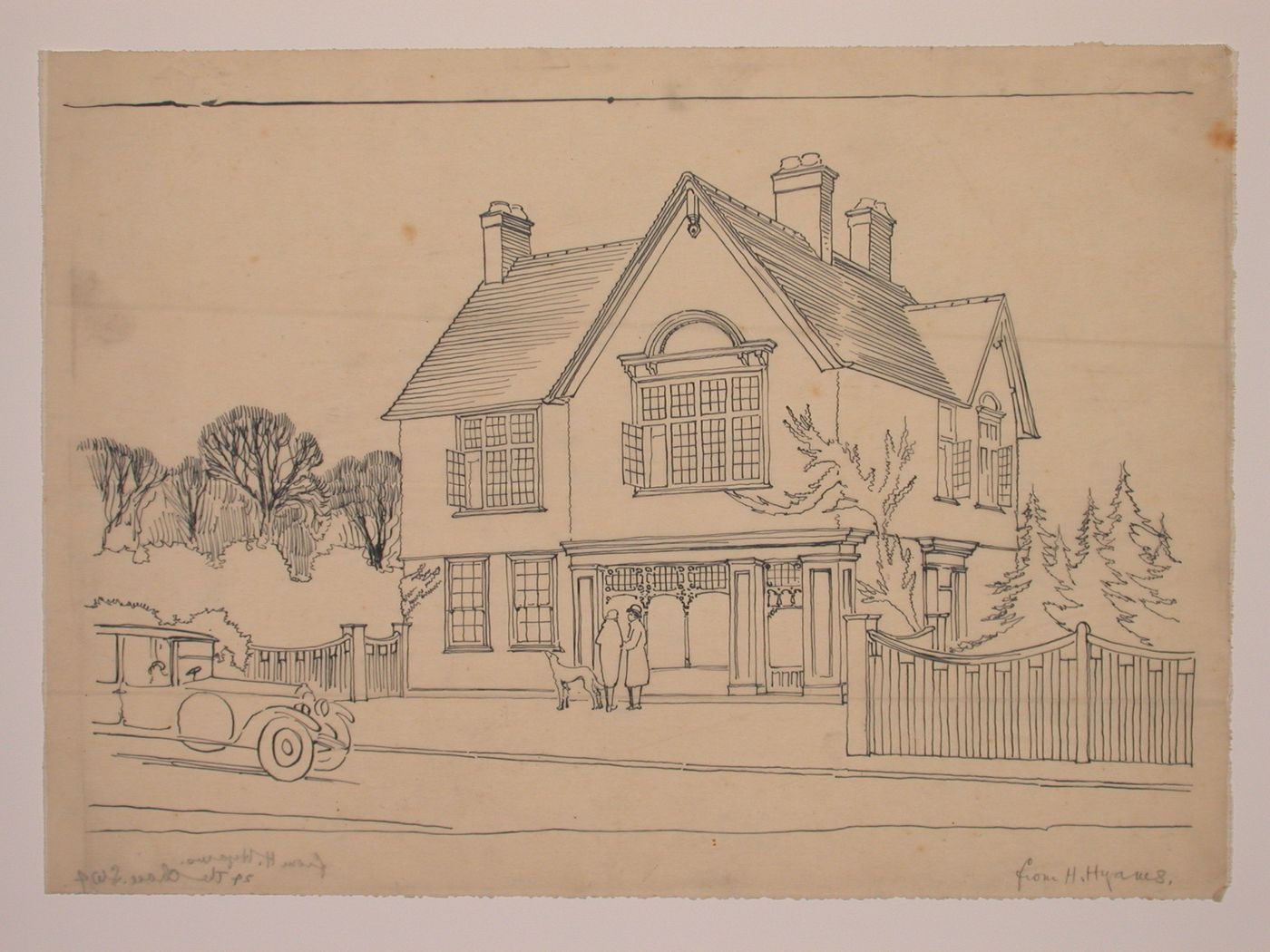 Perspectival view showing a house
