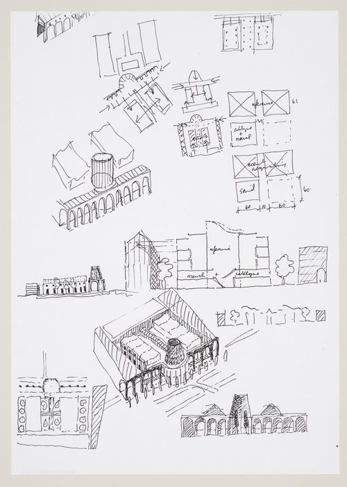 Bibliothèque de France, Paris, France: plans, axonometrics, elevations, section