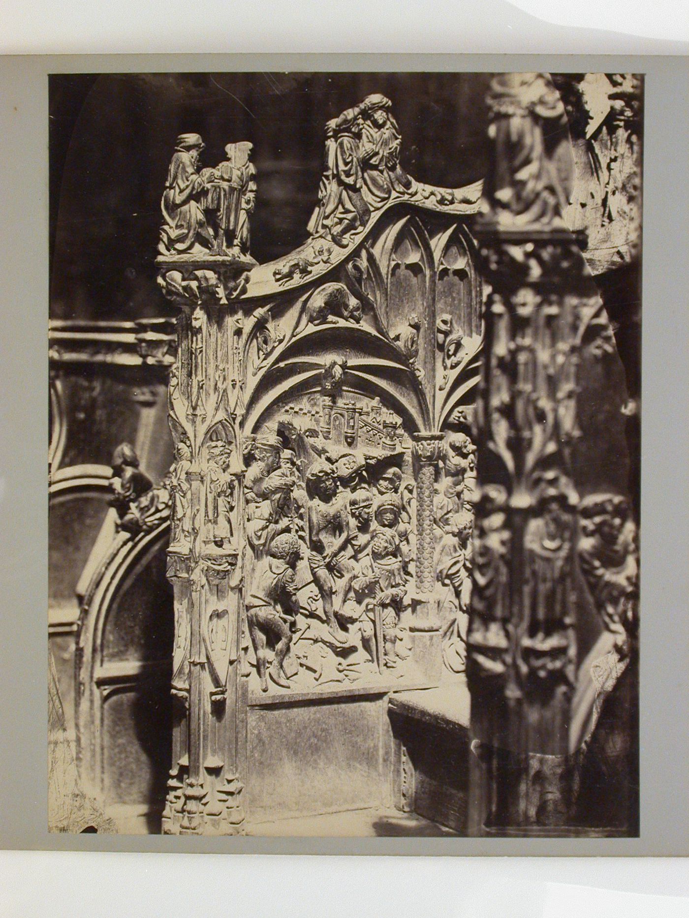 Amiens Cathedral, detail of wooden carving on choir stall, Amiens, France