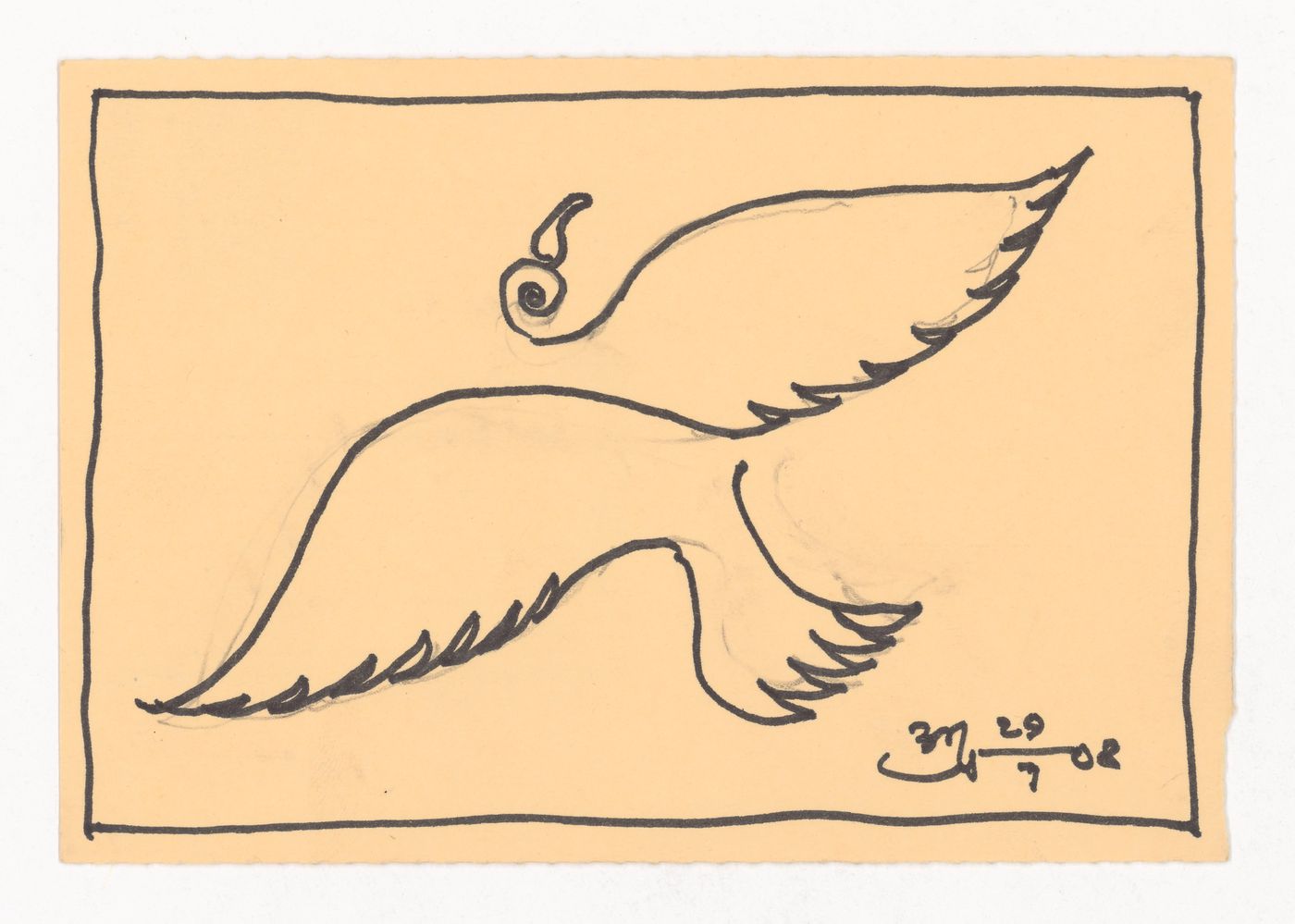 Postcard with a bird drawn by Aditya Prakash