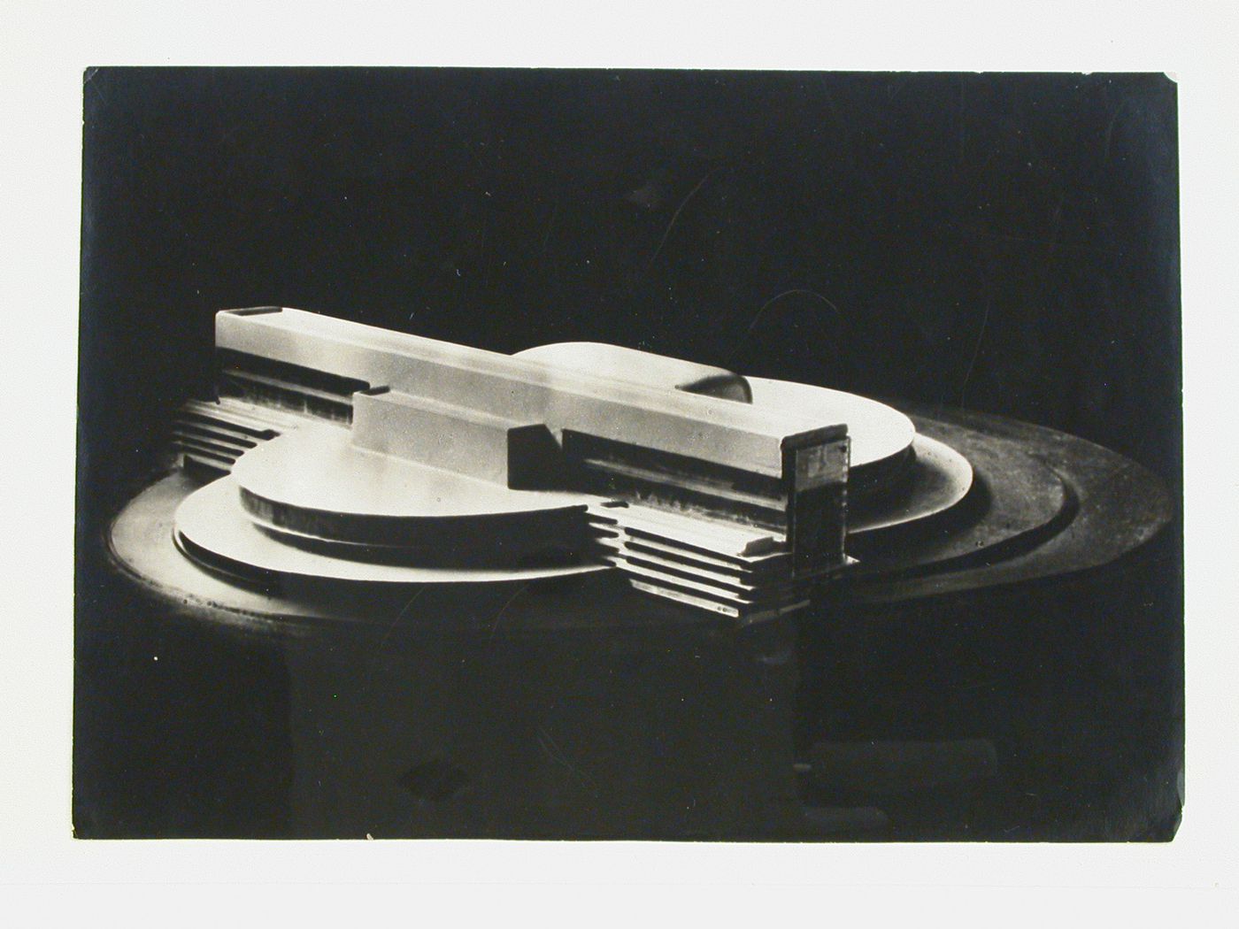 Photograph of a model for the second round of competition for a "synthetic theater" in Sverdlovsk, Soviet Union (now Ekaterinburg, Russia)