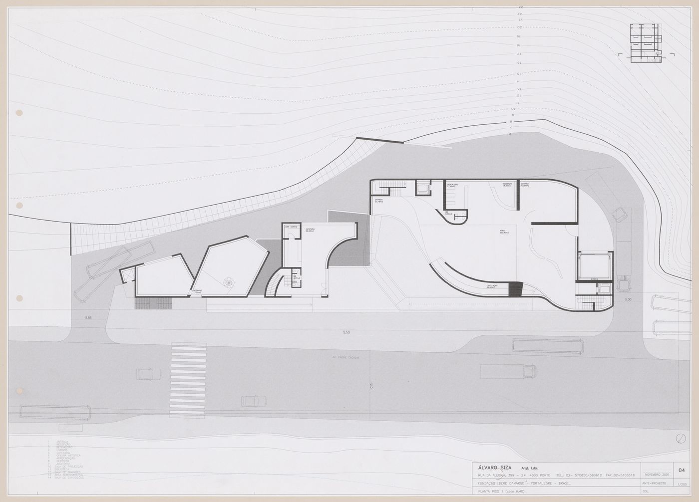 Second floor plan for C. Cultural e Audit. para a Fundação Iberê  Camargo [Iberê  Camargo Foundation Museum], Porto Alegre, Brazil