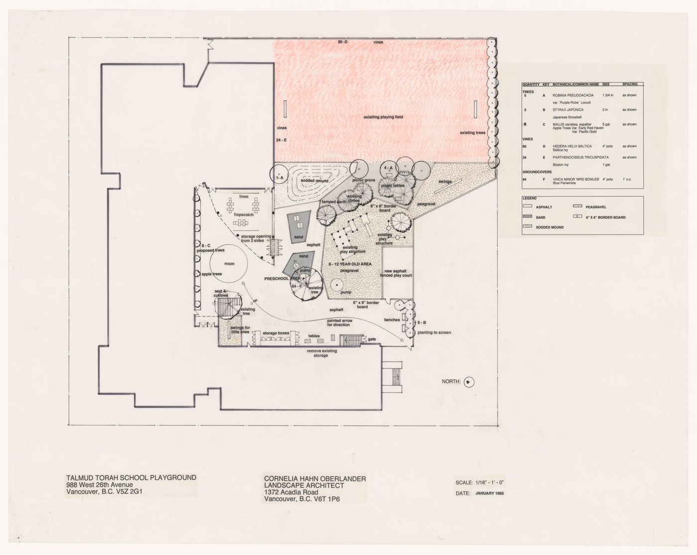 Site plan for Talmud Torah School Playground, Vancouver, British Columbia