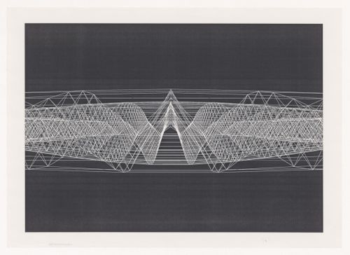 Wireframe drawing for roof of Galaxy Toyama Gymnasium, Imizu, Japan