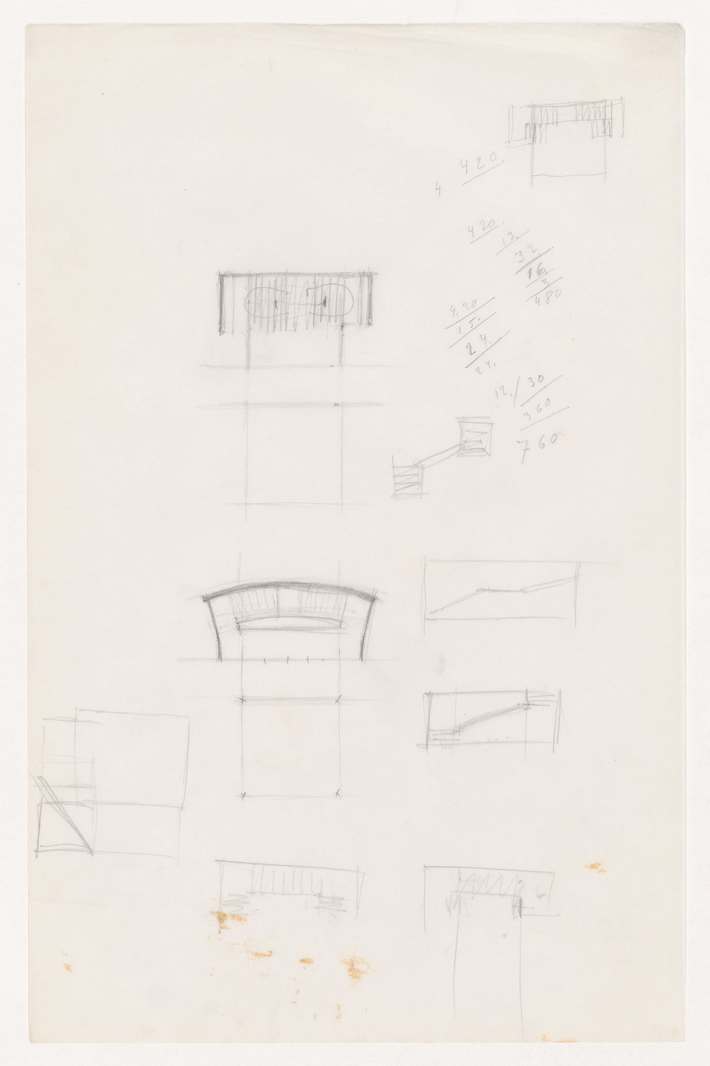 Sketch plans for stairwells and sketch sections for stairs for Illinois for Institute of Technology
