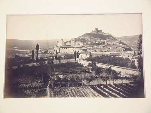 General view of Assisi showing the cathedral and fortress, Italy