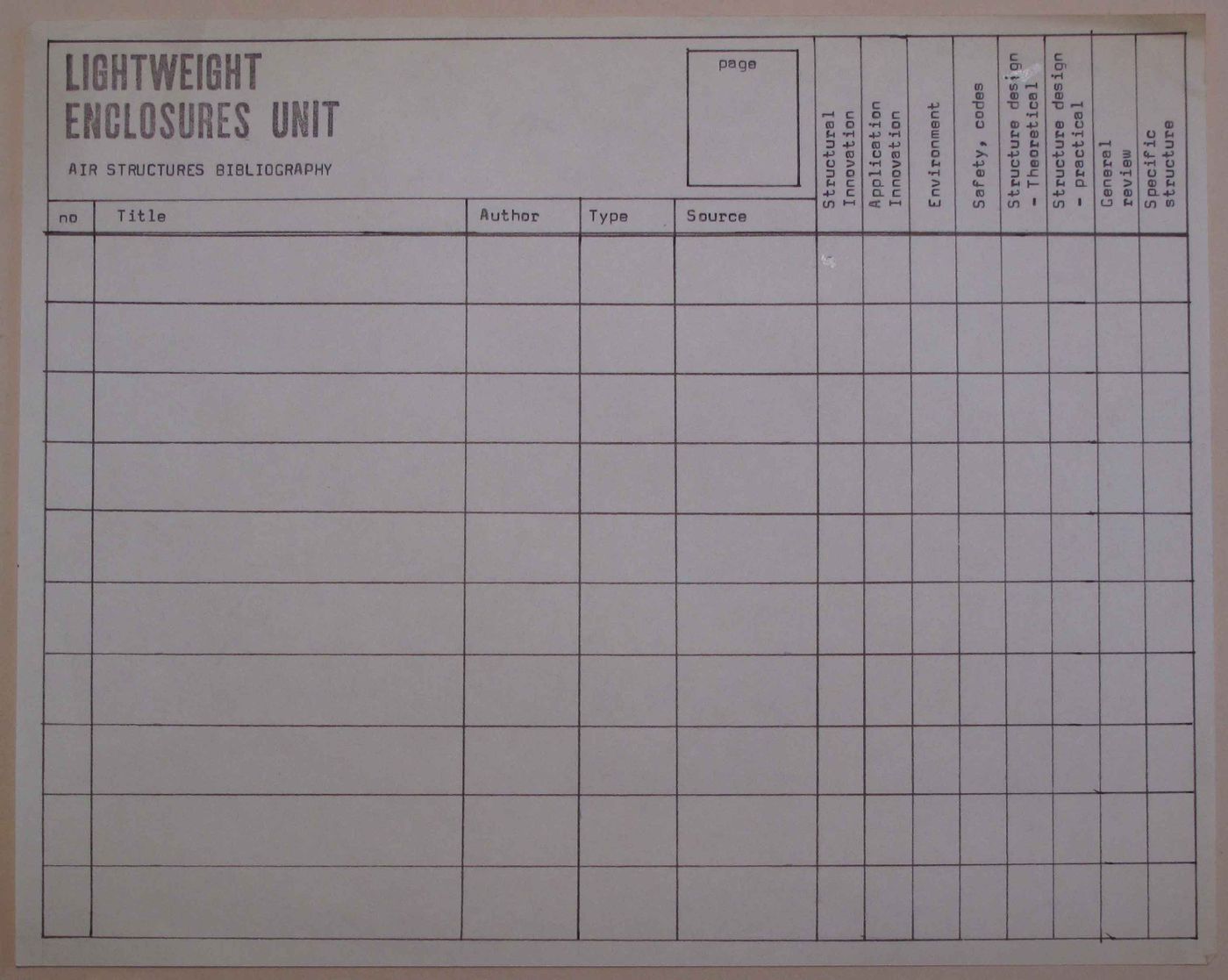 Form for Air Structures bibliography