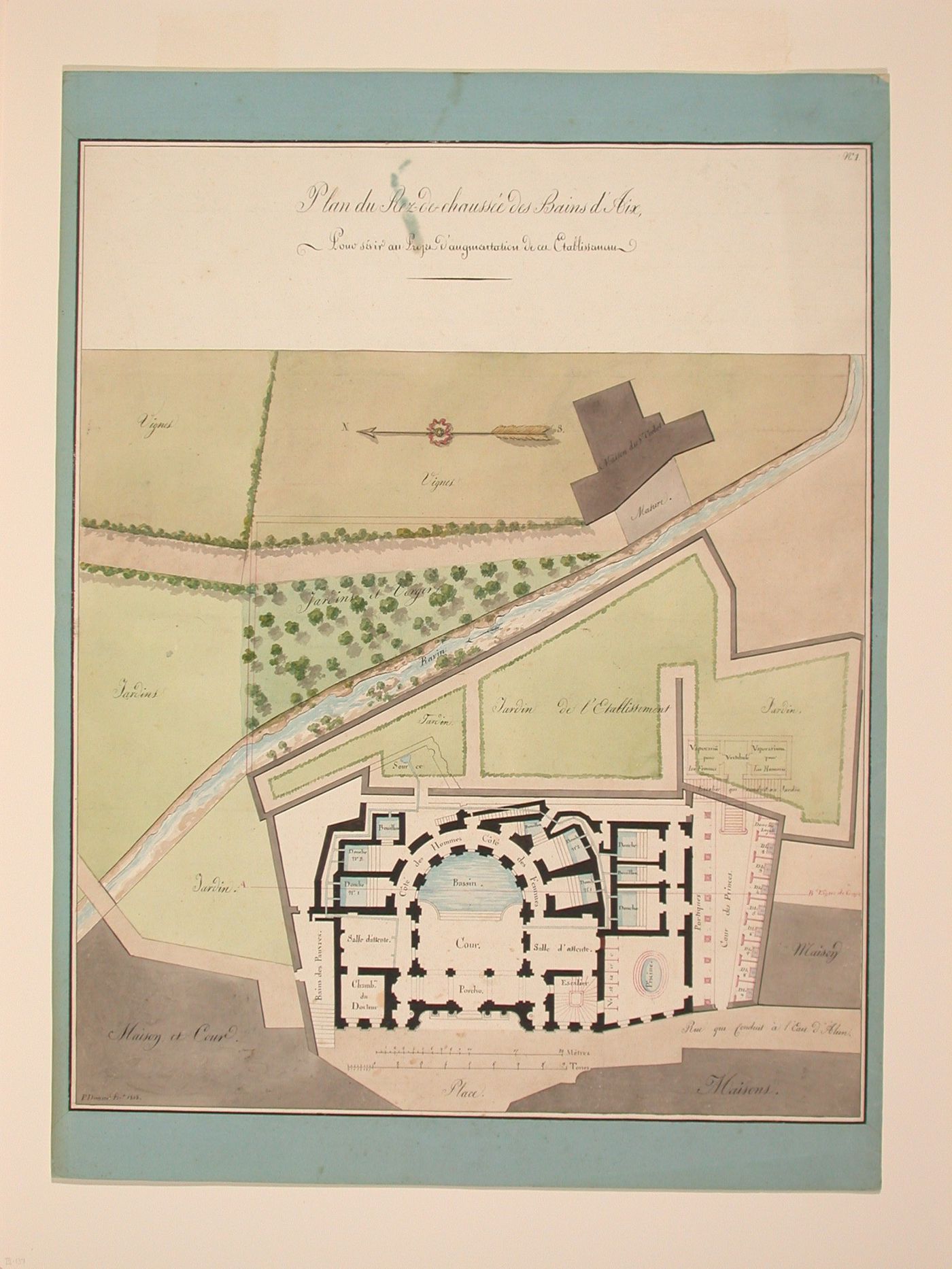 Drawing for the enlargement of the Baths at Aix-en-Savoie