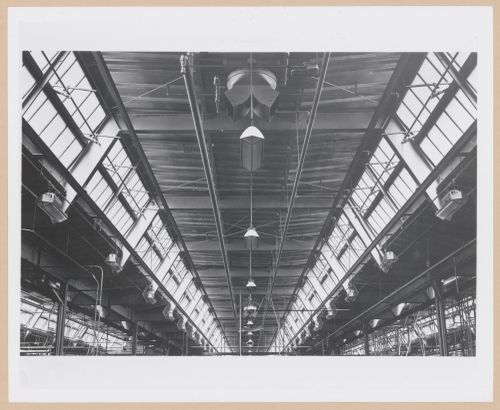 Partial interior view of the ceiling of the Manufacturing Building, General Motors Corporation Delco Appliance division Assembly Plant, Rochester, New York