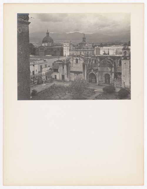 View of the churchyard and a chapel with the Nuestra Senora de Guadalupe in the left background, Catedral de Cuernavaca, Cuernavaca, Mexico