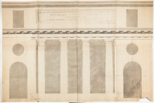 Project for the redevelopment of the École de médecine and surrounding area, Paris: Elevation, possibly for a fountain for the Clinique de l'École de médecine