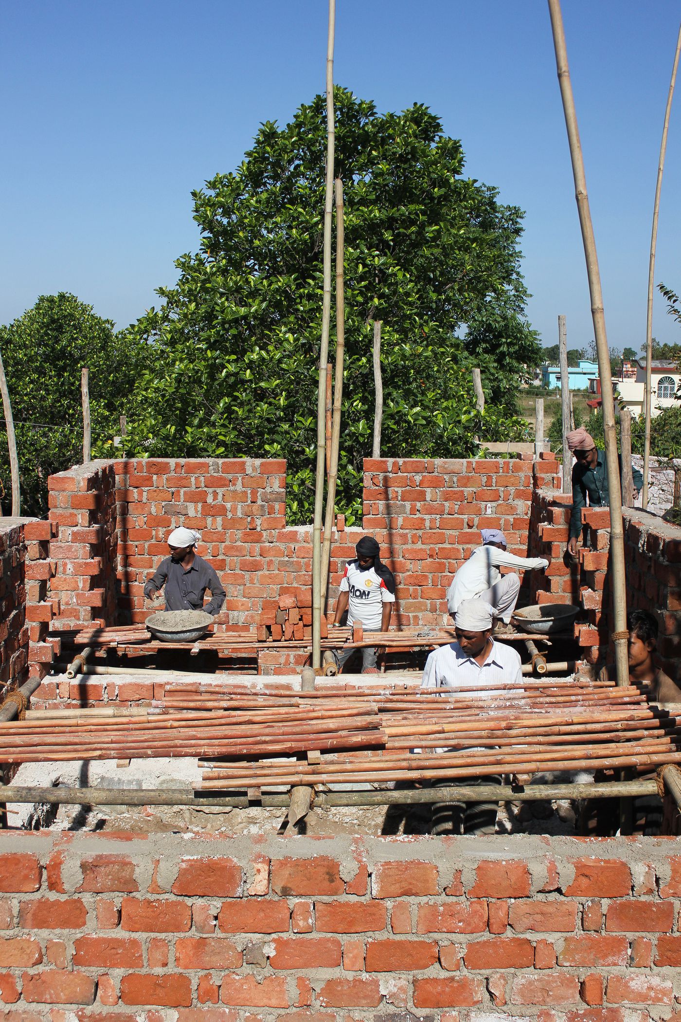 Weavers' Studio : workshop building under construction