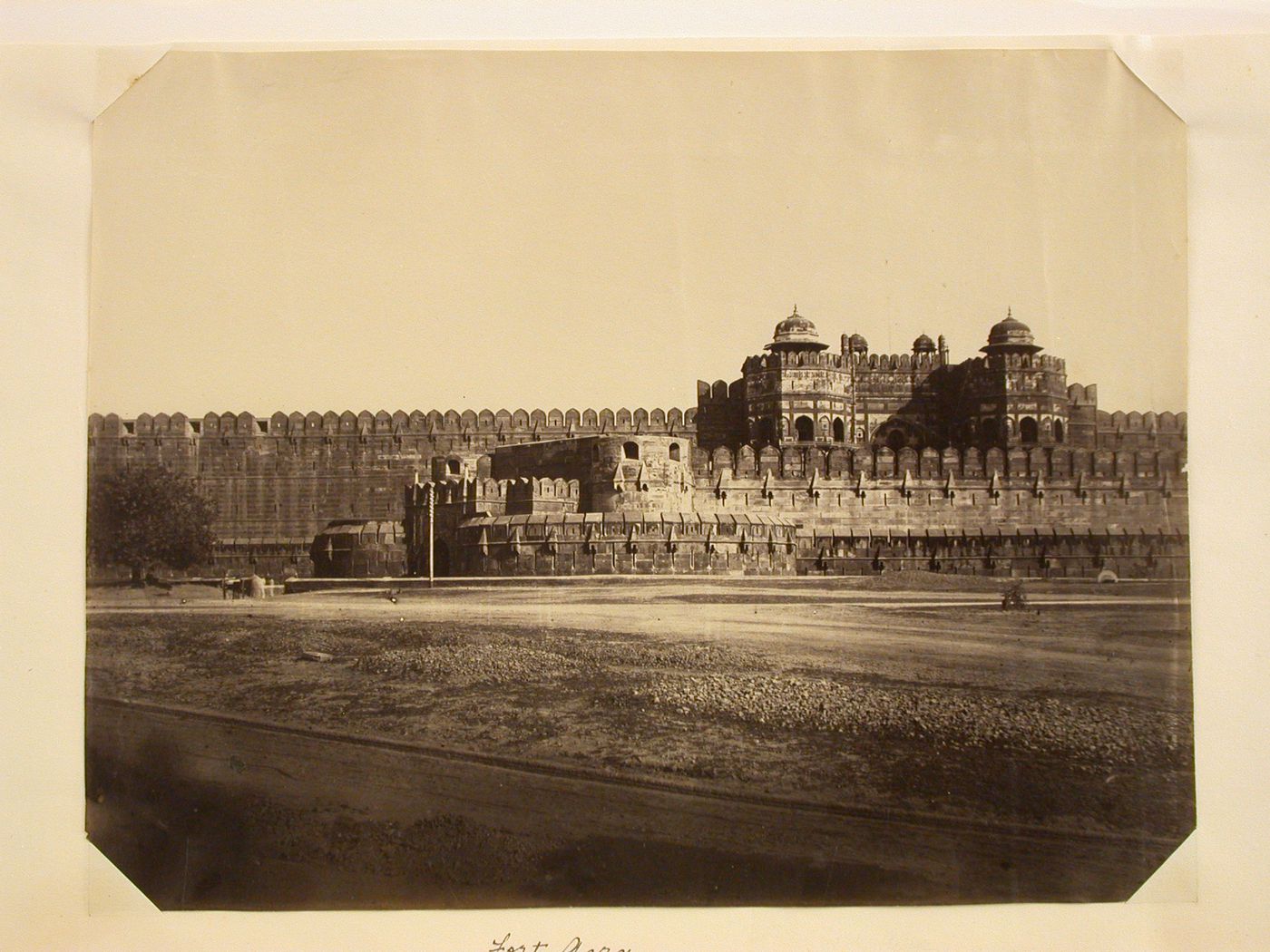View of the Agra Fort showing its walls and bastions, Agra, India