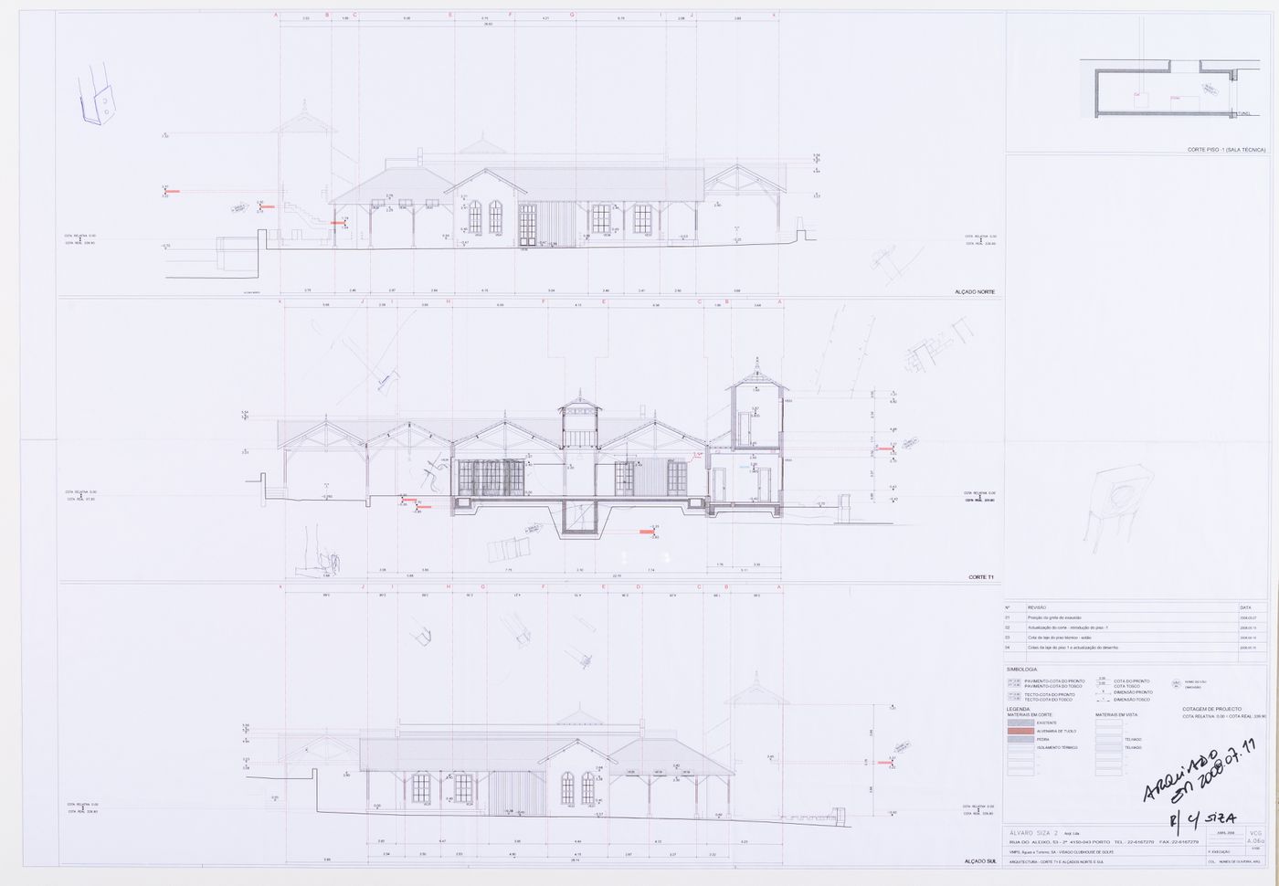 Annotated elevations and sections for Clubhouse de Vidago, Vidago