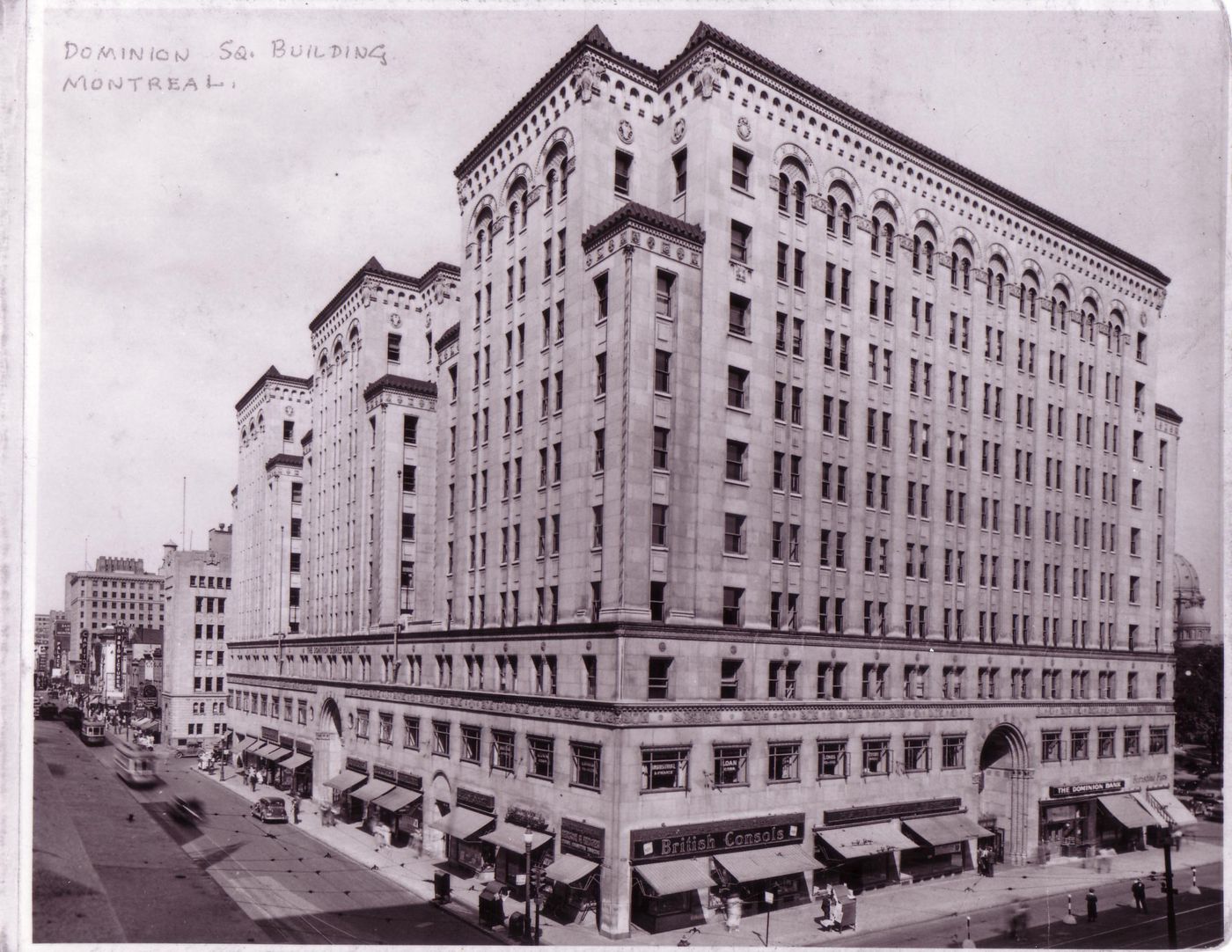 Dominion Square Building, Saint Catherine Street and Peel Street facades