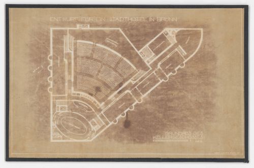 Basement plan for Hotel Stiassni, Brno, Czechoslovakia (now Czech Republic)