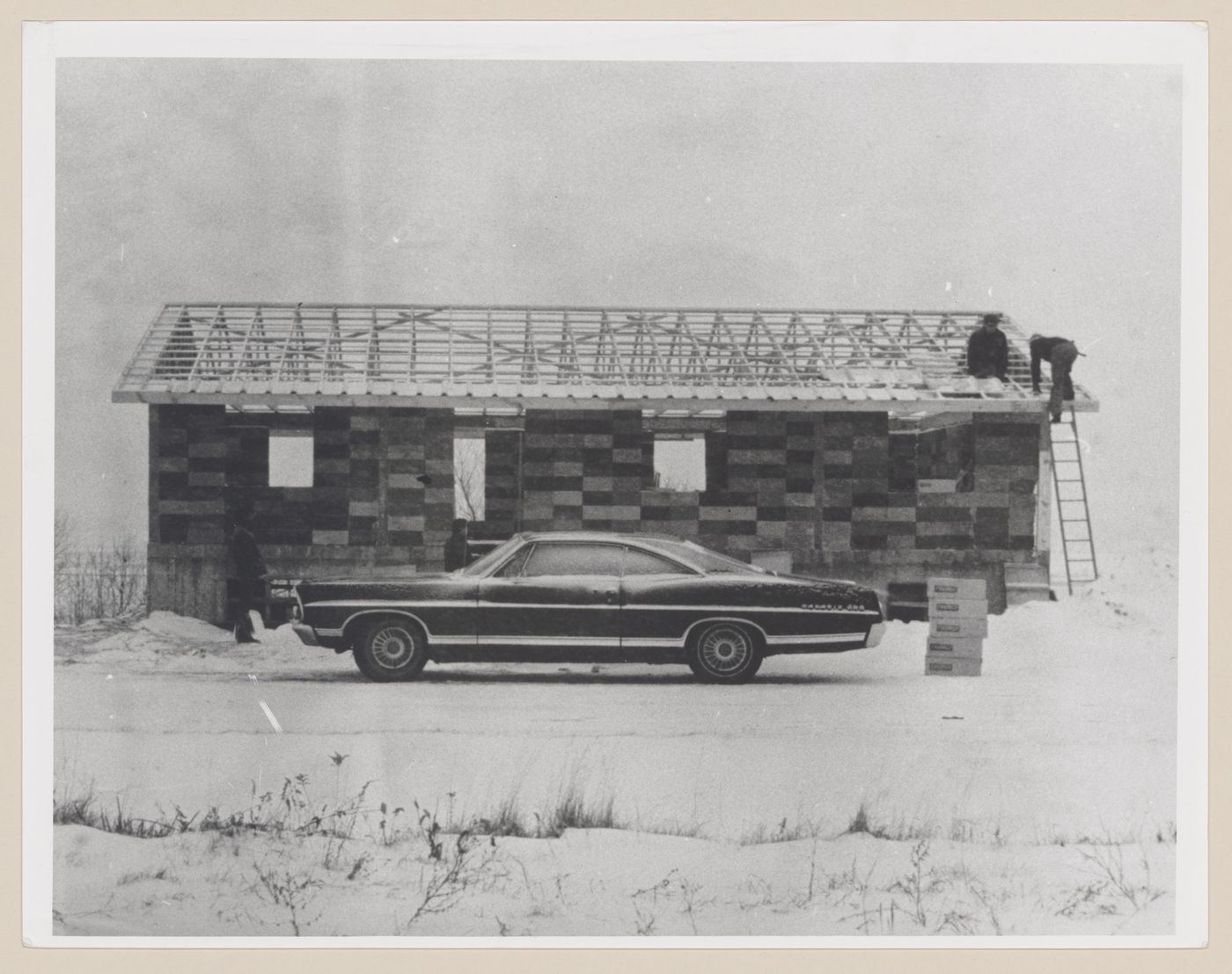 View of Maison Lessard under construction in Saint-François-du-Lac, Québec