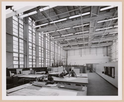 Interior view of the Loft Building showing draughtsmen, Consolidated Aircraft Corporation Assembly Plant, New Orleans, Louisiana