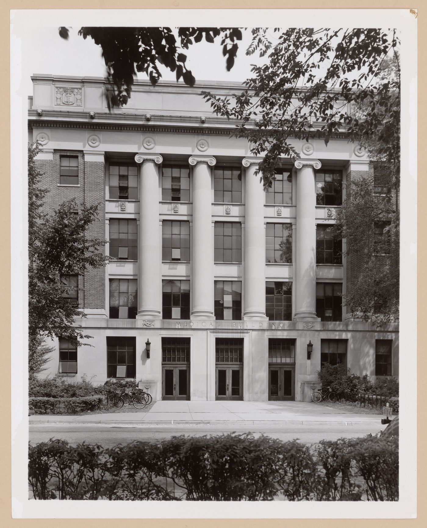 View of the main entrance to the Medical Building (now the East Medical Building), University of Michigan, Ann Arbor, Michigan