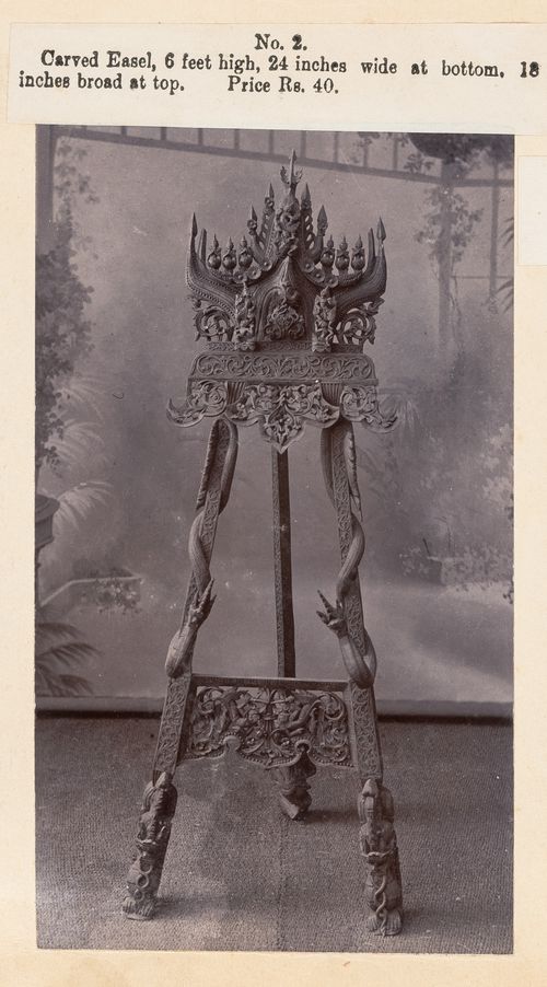 View of an easel, F. Beato Limited, C Road, Mandalay, Burma (now Myanmar)