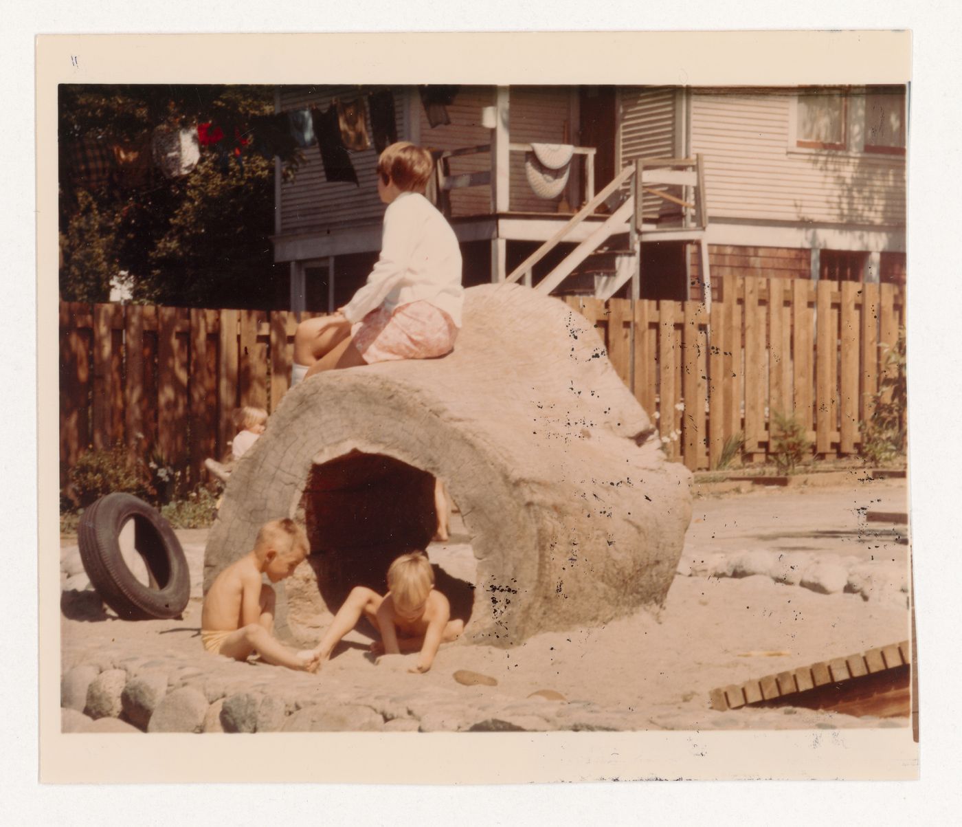 View of children playing in North Shore Neighbourhood House Playground, Vancouver, British Columbia