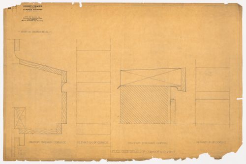 Détails de la corniche, Garage de la Montée du Zouave, Montréal