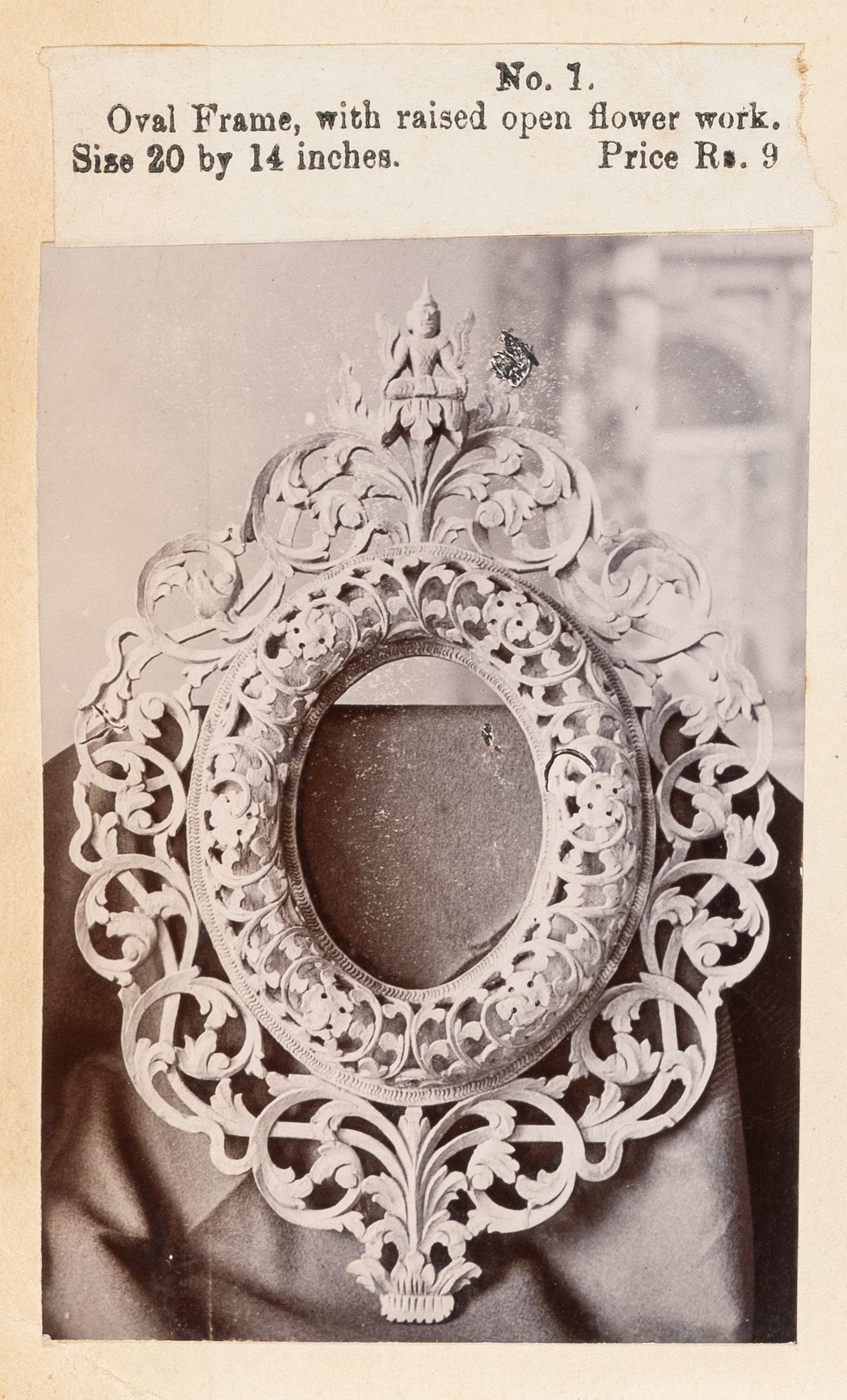 View of a frame, F. Beato Limited, C Road, Mandalay, Burma (now Myanmar)