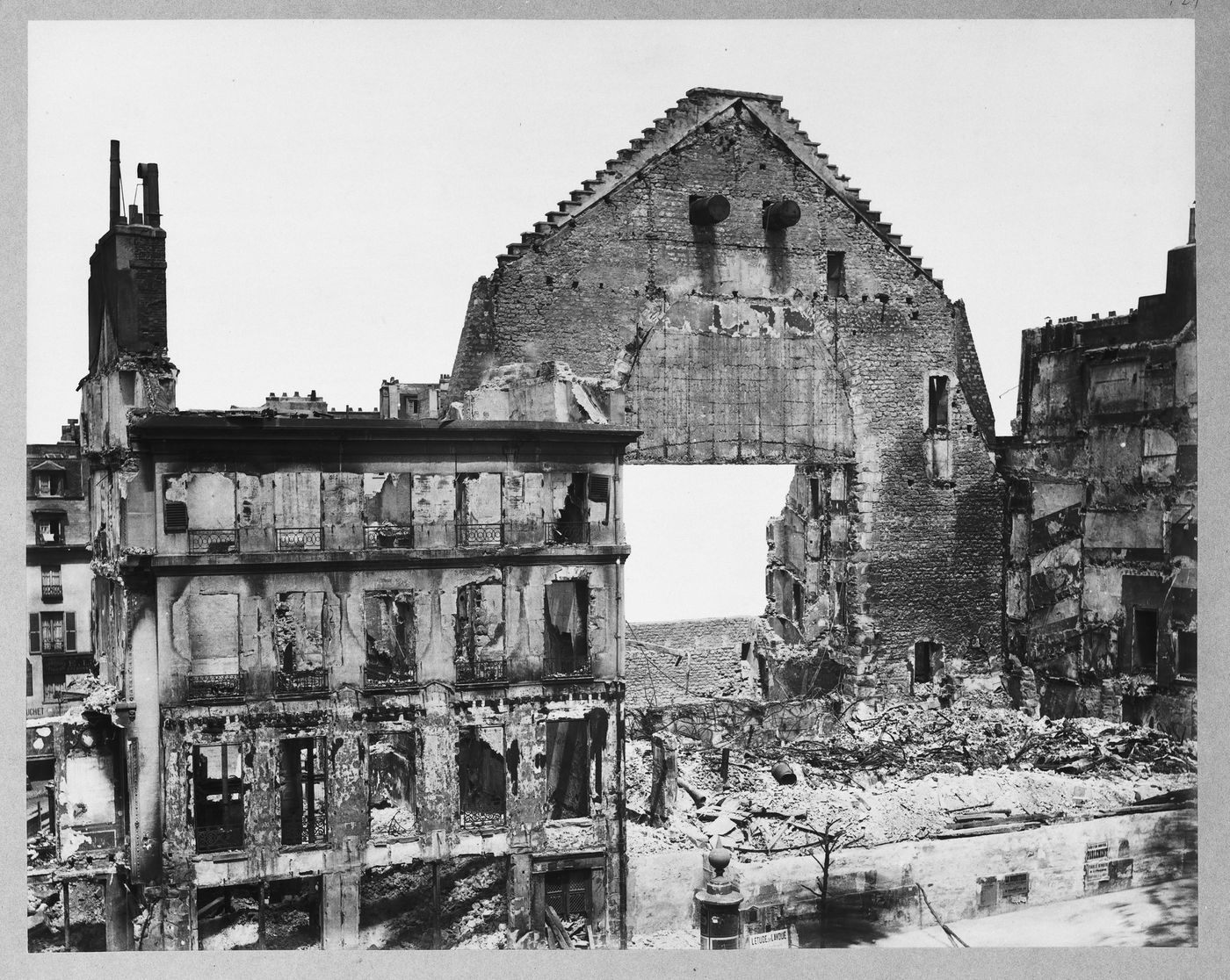 View of the ruins of the Théâtre de la Porte Saint-Martin after the Paris Commune, Paris, France