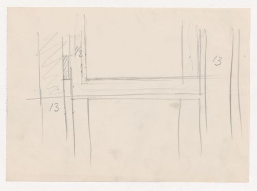 Sketch sectional detail for a window moulding [?] probably for Illinois Institute of Technology
