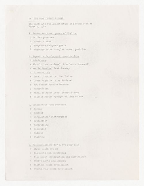 Skyline development report