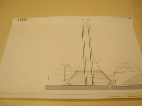 Reprographie d'un dessin, Tour de la Défense, Concours international d'architecture pour la Tête Défense, Paris, France : Élévation