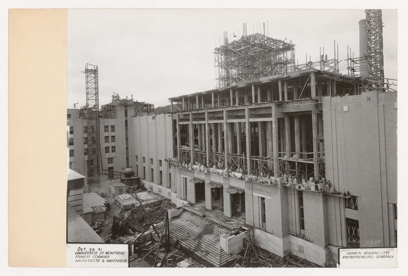 Vue du chantier de construction, Pavillon principale, Université de Montréal, Montréal, Québec
