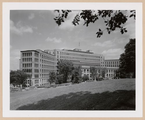 View of the University Hospital (now the University of Michigan Health System) showing the Administration Building and the Main Ward Building, 1500 East Medical Center Drive, University of Michigan, Ann Arbor, Michigan