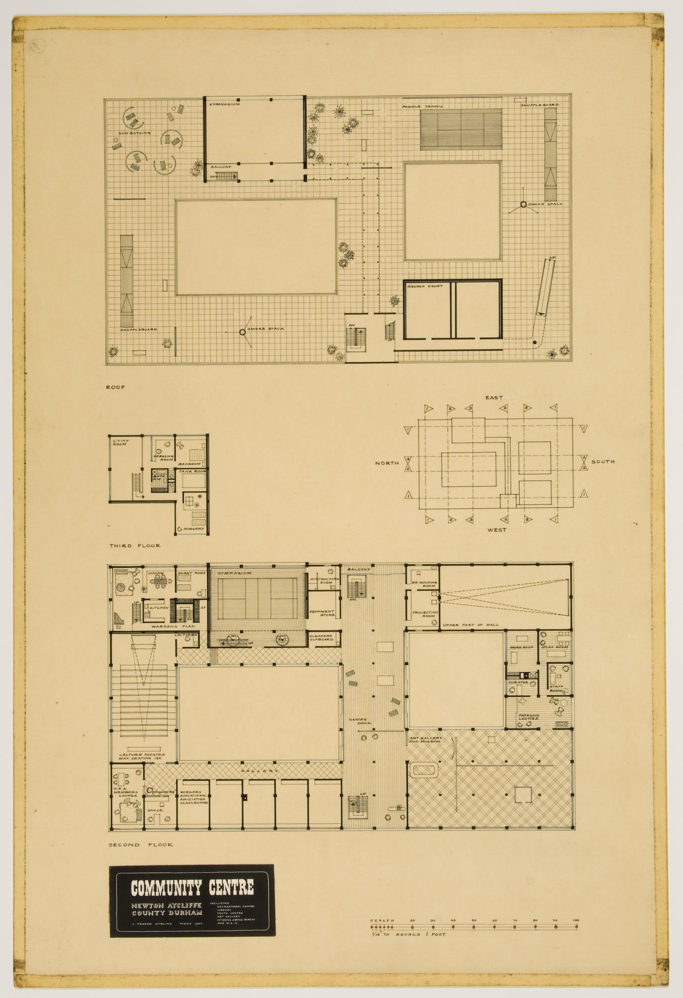 Town centre and community centre, Newton Aycliffe, England (thesis, Liverpool School of Architecture): plans