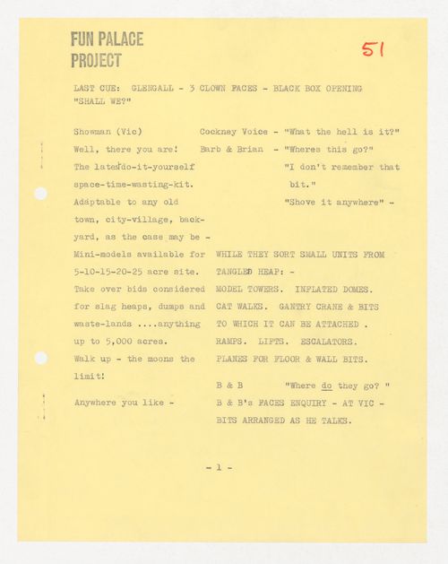 Partial script for the Fun Palace Project film