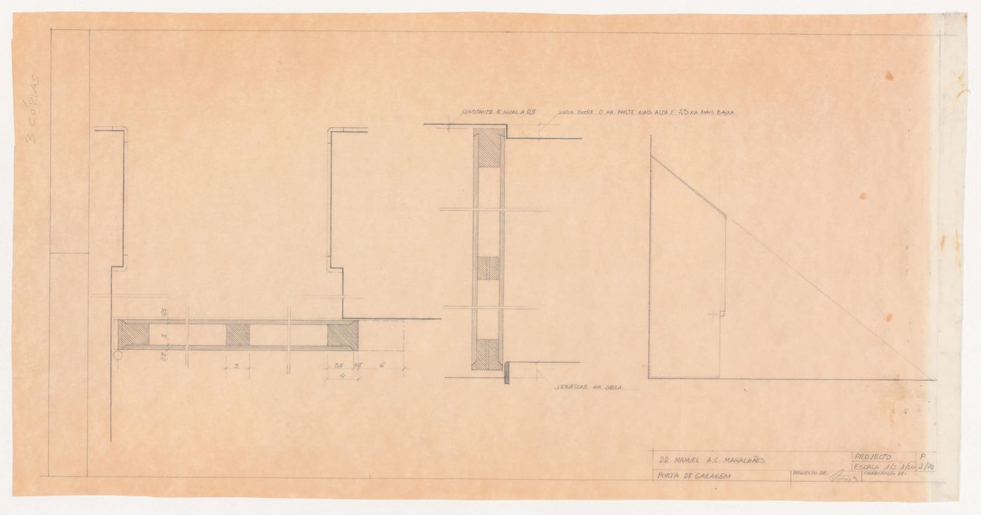 Drawings for garage door for Casa Manuel Magalhães, Porto