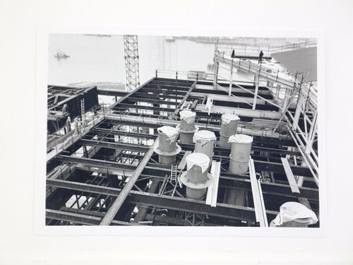 View of construction of power station, from above, United Kingdom