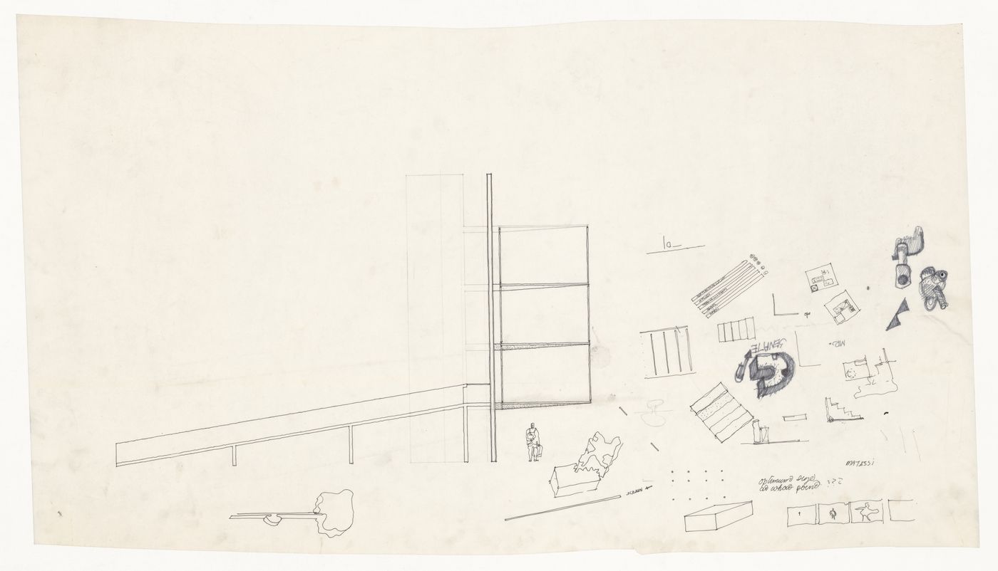 Elevation with sketches for Wall House 1
