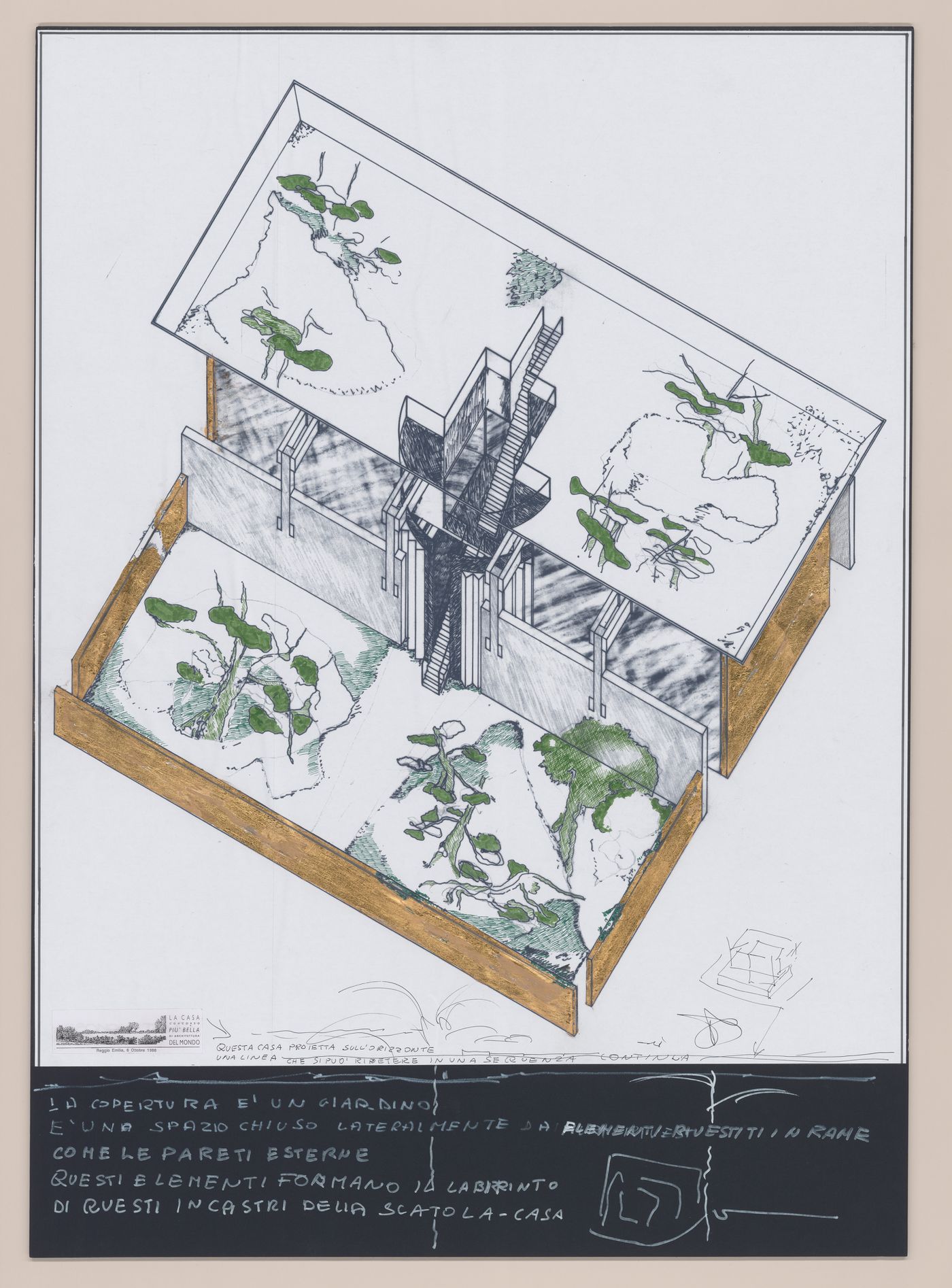 Presentation drawings for La casa più bella di architettura del mondo [The most beautiful house in the world]