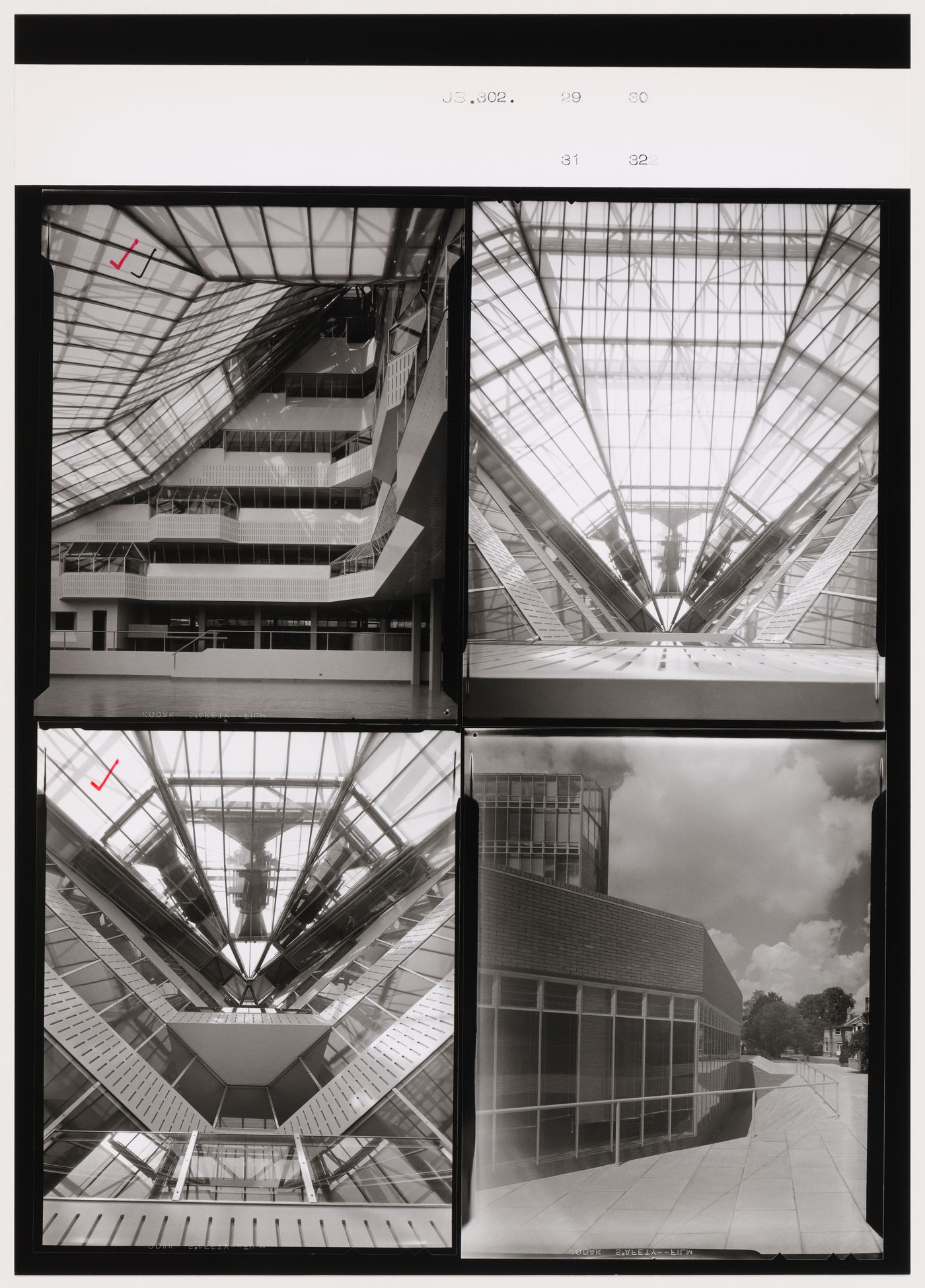 Interior and exterior views of the History Faculty Building, University of Cambridge, Cambridge, England