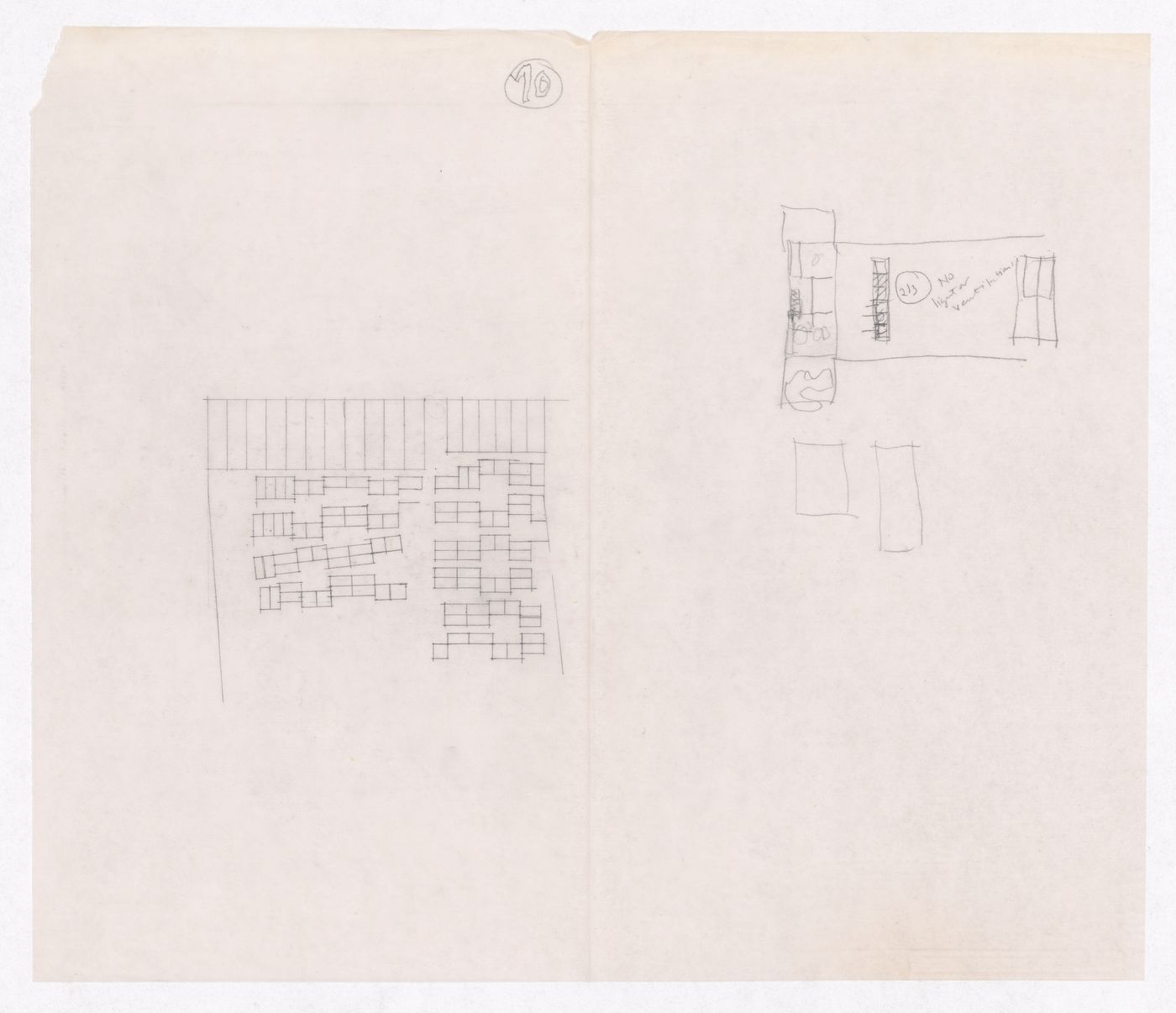 Sketch showing plots layout development for Minimum Cost Housing Group's plot in Aranya township, India, for Aranya Housing Project