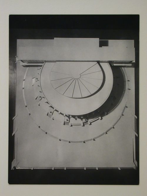 Photograph of a model for the final round of competition for a "synthetic theater" in Sverdlovsk, Soviet Union (now Ekaterinburg, Russia)