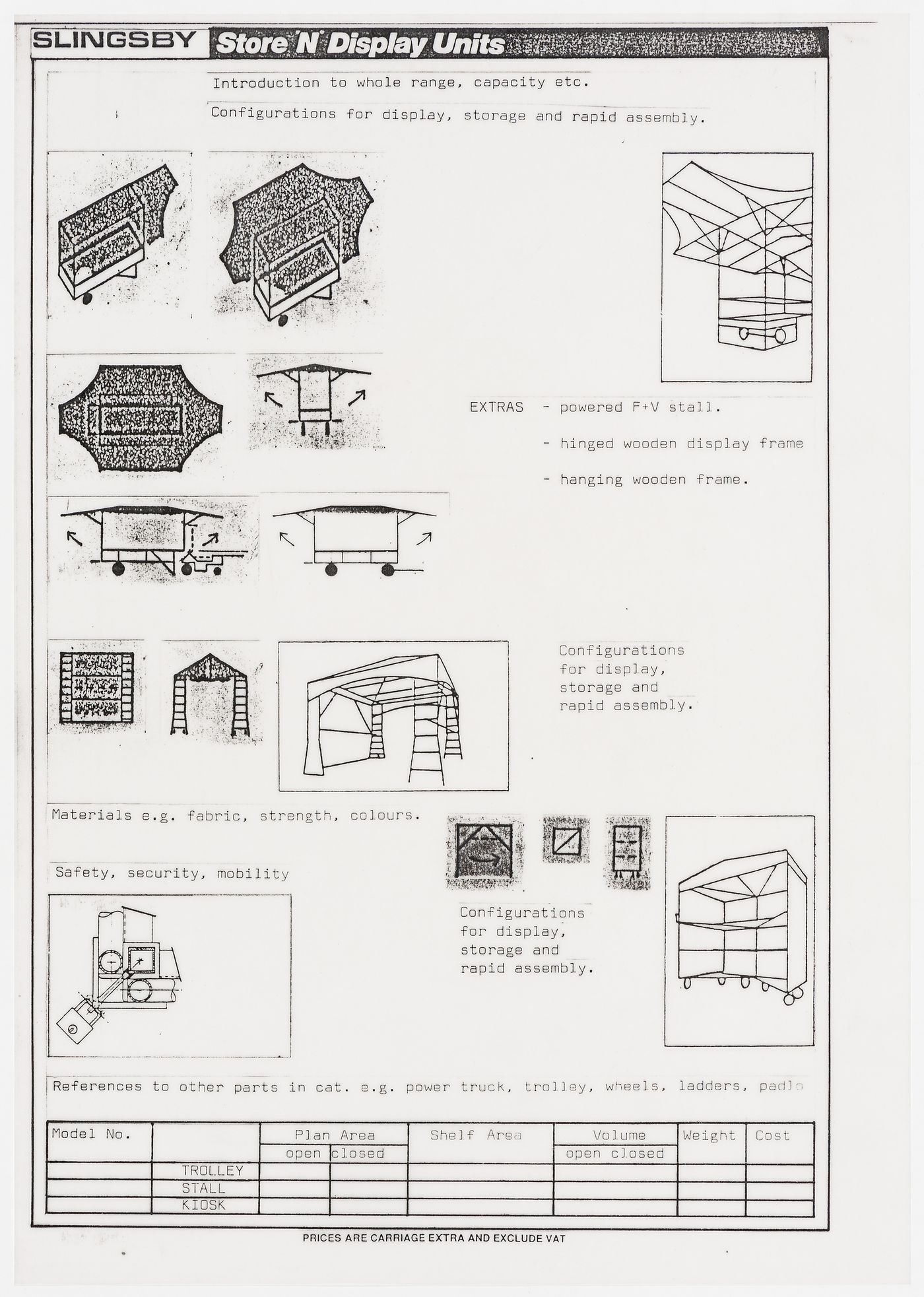 Westal: proposed layout for a page in a Slingsby Catalogue