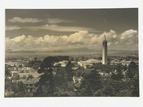 View of Berkeley showing the Sather Tower and the East Bay, California
