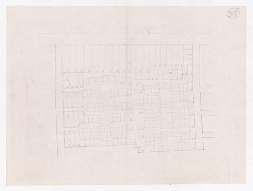 Sketch showing plots layout development for Minimum Cost Housing Group's plot in Aranya township, India, for Aranya Housing Project